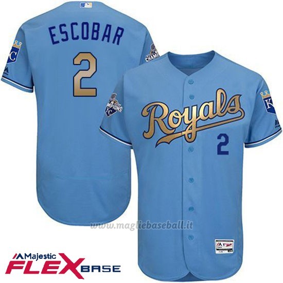 Maglia Baseball Uomo Kansas City Royals Alcides Escobar Campione Flex Base